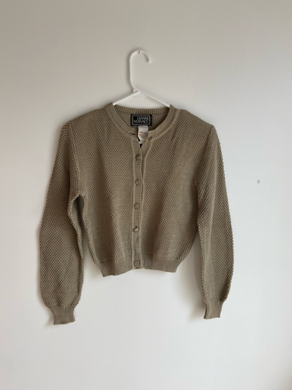 Gianni Versace Women's Taupe Knit Button-Up Cardigan
